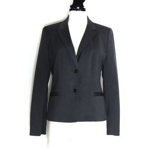 Ann Taylor Women's Grey Striped Wool Blend   Blazer Size 14